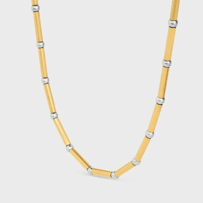 Lange Halskette mit Anhängern aus Messing mit Gold- und Rhodium-Finish Lange Halskette mit Anhängern aus Messing mit Gold- und Rhodium-Finish