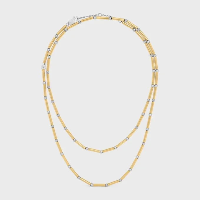 Lange Halskette mit Anhängern aus Messing mit Gold- und Rhodium-Finish Lange Halskette mit Anhängern aus Messing mit Gold- und Rhodium-Finish