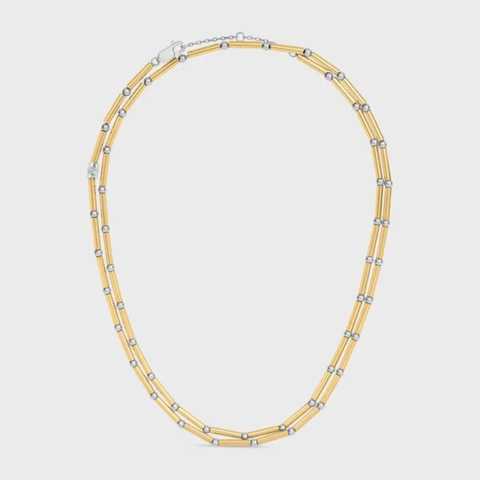Lange Halskette mit Anhängern aus Messing mit Gold- und Rhodium-Finish Lange Halskette mit Anhängern aus Messing mit Gold- und Rhodium-Finish