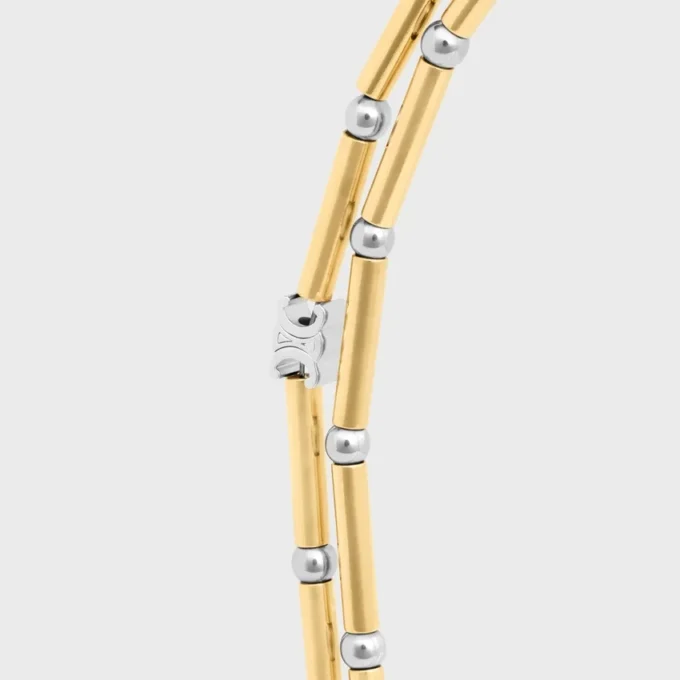 Lange Halskette mit Anhängern aus Messing mit Gold- und Rhodium-Finish Lange Halskette mit Anhängern aus Messing mit Gold- und Rhodium-Finish