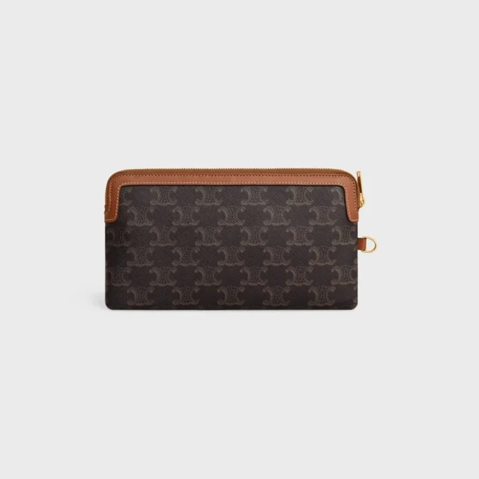 Lange Tasche mit Riemen aus Triomphe Canvas und Kalbsleder Lange Tasche mit Riemen aus Triomphe Canvas und Kalbsleder