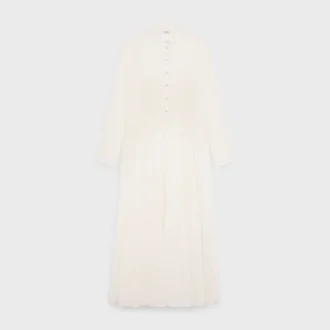 Langes Hemdkleid aus Baumwoll-Seiden-Crepon