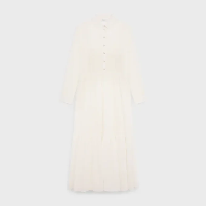 Langes Hemdkleid aus Baumwoll-Seiden-Crepon