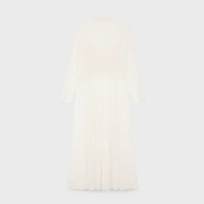 Langes Hemdkleid aus Baumwoll-Seiden-Crepon