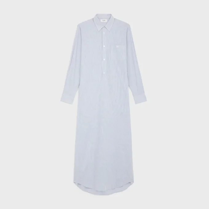 Langes Hemdkleid aus gestreifter Baumwolle Langes Hemdkleid aus gestreifter Baumwolle
