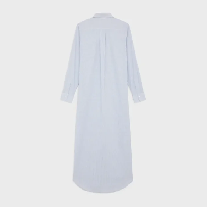 Langes Hemdkleid aus gestreifter Baumwolle Langes Hemdkleid aus gestreifter Baumwolle