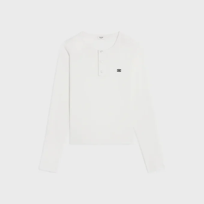 Langärmliges T-Shirt aus geripptem Baumwolljersey