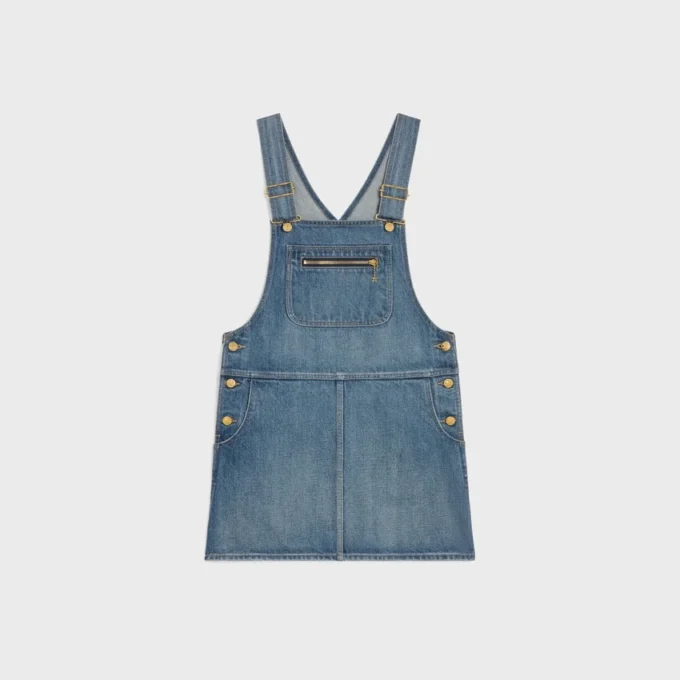 Latzhosen-Minikleid aus Union-Wash-Denim