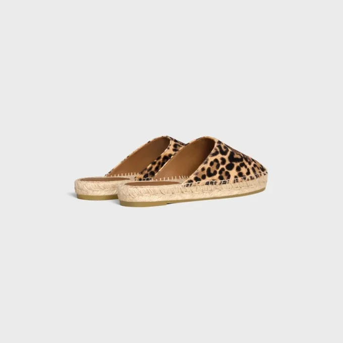 Les Espadrilles CELINE Mule aus haarigem Kalbsleder mit Leopardenmuster