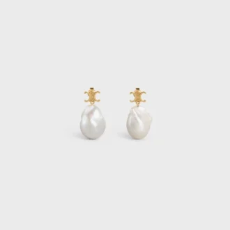 Les Perles CELINE Barock-Ohrringe aus Messing mit Goldfinish und Zuchtperlen