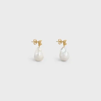 Les Perles CELINE Barock-Ohrringe aus Messing mit Goldfinish und Zuchtperlen