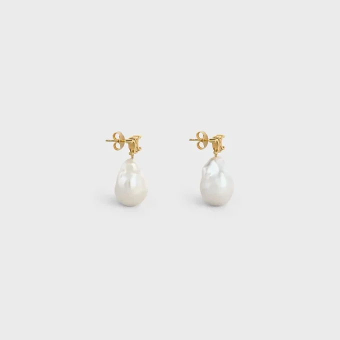 Les Perles CELINE Barock-Ohrringe aus Messing mit Goldfinish und Zuchtperlen Les Perles CELINE Barock-Ohrringe aus Messing mit Goldfinish und Zuchtperlen