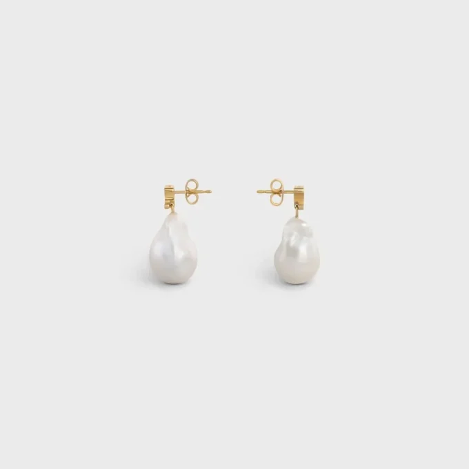Les Perles CELINE Barock-Ohrringe aus Messing mit Goldfinish und Zuchtperlen Les Perles CELINE Barock-Ohrringe aus Messing mit Goldfinish und Zuchtperlen