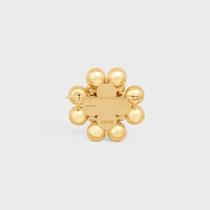Les Perles CELINE Brosche aus Strass, Kunstharzperlen, Messing mit Goldfinish und Stahl Les Perles CELINE Brosche aus Strass, Kunstharzperlen, Messing mit Goldfinish und Stahl