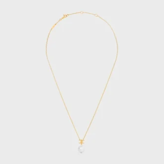 Les Perles CELINE Halskette aus Kunstharzperlen und Messing mit Goldfinish
