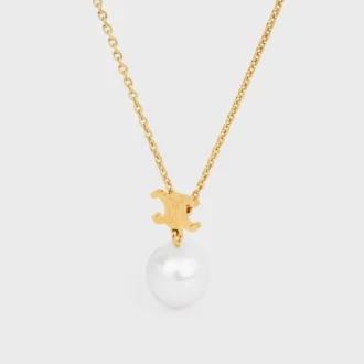 Les Perles CELINE Halskette aus Kunstharzperlen und Messing mit Goldfinish