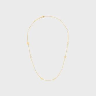 Les Perles CELINE Halskette aus Strass, Kunstharzperlen und Messing mit Goldfinish