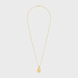 Les Perles CELINE Medaillon-Halskette aus Kunstharzperlen und Messing mit Goldfinish