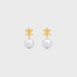 Les Perles CELINE Ohrringe aus Messing mit Goldfinish und Kunstharzperlen