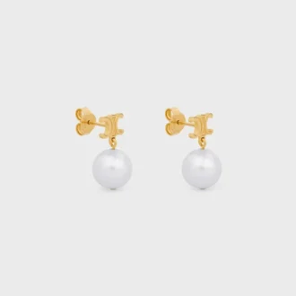 Les Perles CELINE Ohrringe aus Messing mit Goldfinish und Kunstharzperlen