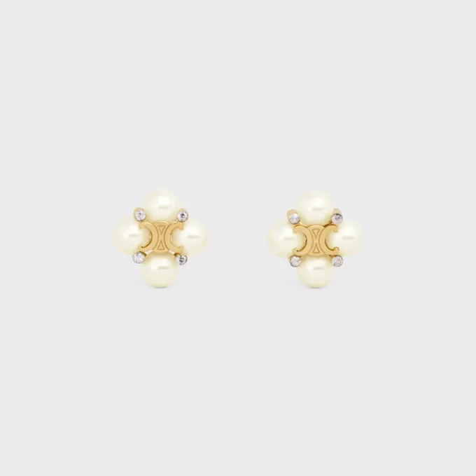 Les Perles CELINE Ohrstecker aus Strass, Kunstharzperlen und Messing mit Goldfinish Les Perles CELINE Ohrstecker aus Strass, Kunstharzperlen und Messing mit Goldfinish