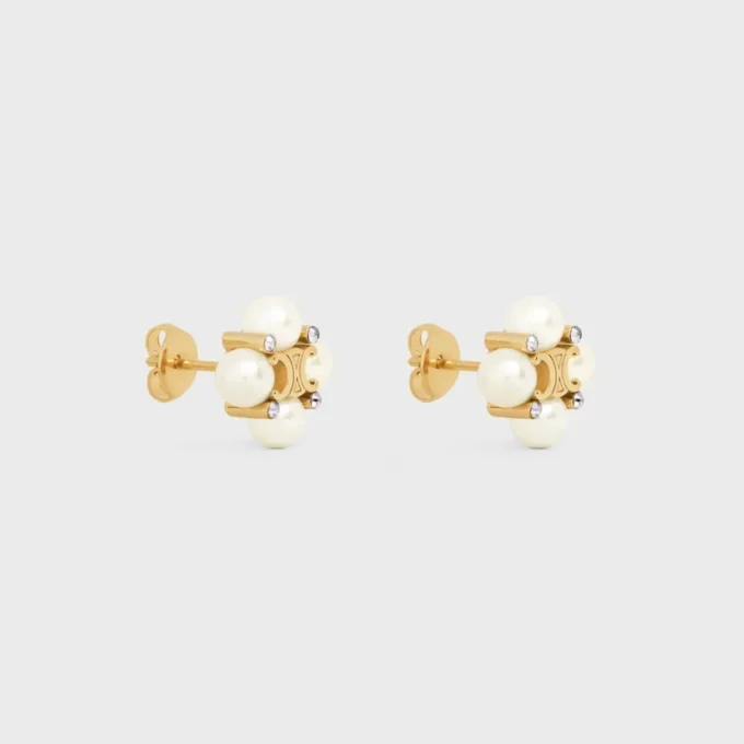 Les Perles CELINE Ohrstecker aus Strass, Kunstharzperlen und Messing mit Goldfinish Les Perles CELINE Ohrstecker aus Strass, Kunstharzperlen und Messing mit Goldfinish