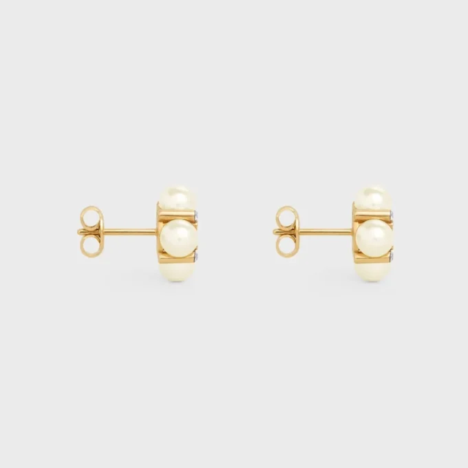 Les Perles CELINE Ohrstecker aus Strass, Kunstharzperlen und Messing mit Goldfinish Les Perles CELINE Ohrstecker aus Strass, Kunstharzperlen und Messing mit Goldfinish