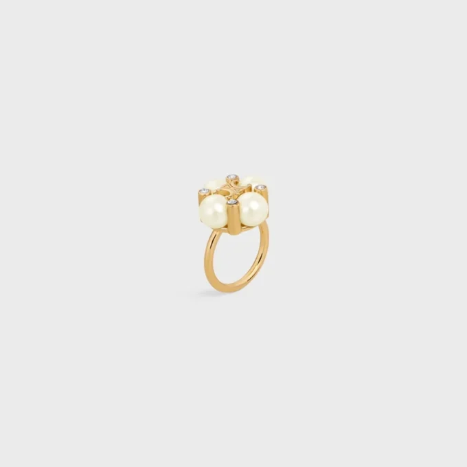Les Perles CELINE Ring aus Strass, Kunstharzperlen und Messing mit Goldfinish Les Perles CELINE Ring aus Strass, Kunstharzperlen und Messing mit Goldfinish