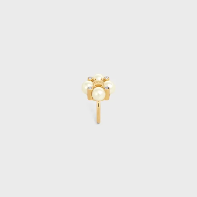 Les Perles CELINE Ring aus Strass, Kunstharzperlen und Messing mit Goldfinish Les Perles CELINE Ring aus Strass, Kunstharzperlen und Messing mit Goldfinish