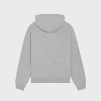 Lockerer Kapuzenpullover mit Reißverschluss aus Baumwollfleece
