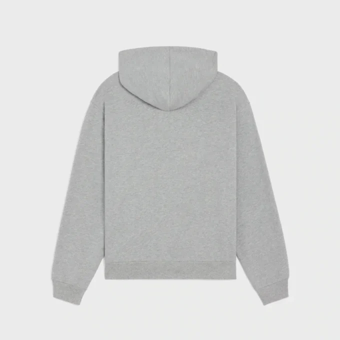 Lockerer Kapuzenpullover mit Reißverschluss aus Baumwollfleece