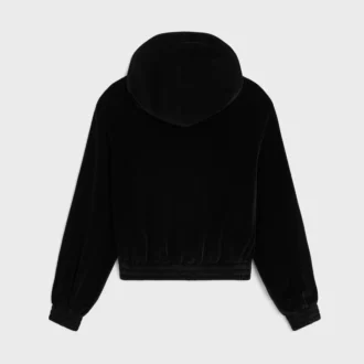 Lockerer Kapuzenpullover mit Reißverschluss aus Samt-Jersey Lockerer Kapuzenpullover mit Reißverschluss aus Samt-Jersey