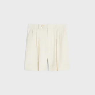 Masculin-Shorts mit dreifacher Plissee-Faltenbildung aus gestreifter Wolle