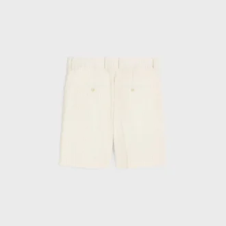 Masculin-Shorts mit dreifacher Plissee-Faltenbildung aus gestreifter Wolle