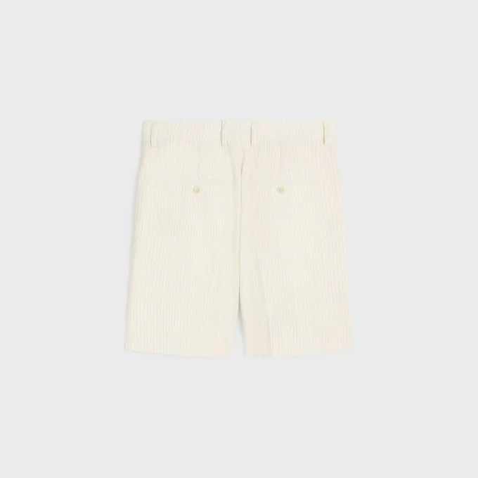 Masculin-Shorts mit dreifacher Plissee-Faltenbildung aus gestreifter Wolle
