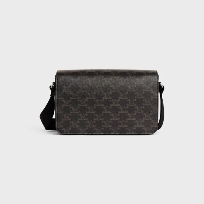 Messenger-Tasche mit Klappe aus Triomphe Canvas und Kalbsleder Messenger-Tasche mit Klappe aus Triomphe Canvas und Kalbsleder