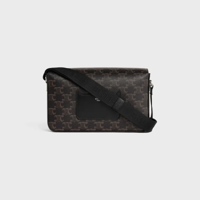 Messenger-Tasche mit Klappe aus Triomphe Canvas und Kalbsleder Messenger-Tasche mit Klappe aus Triomphe Canvas und Kalbsleder