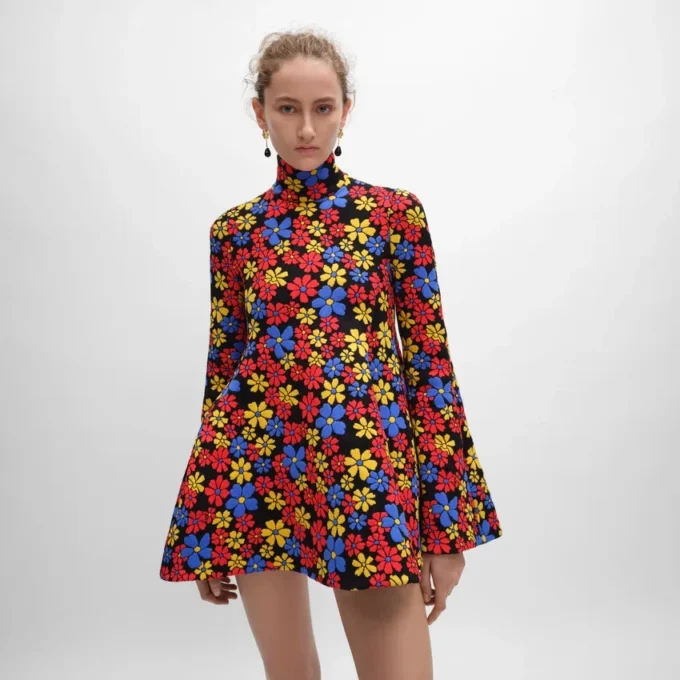 Midi-Kleid aus Polyamid-Jacquard