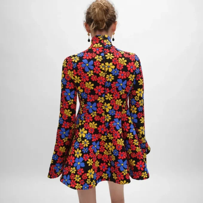 Midi-Kleid aus Polyamid-Jacquard
