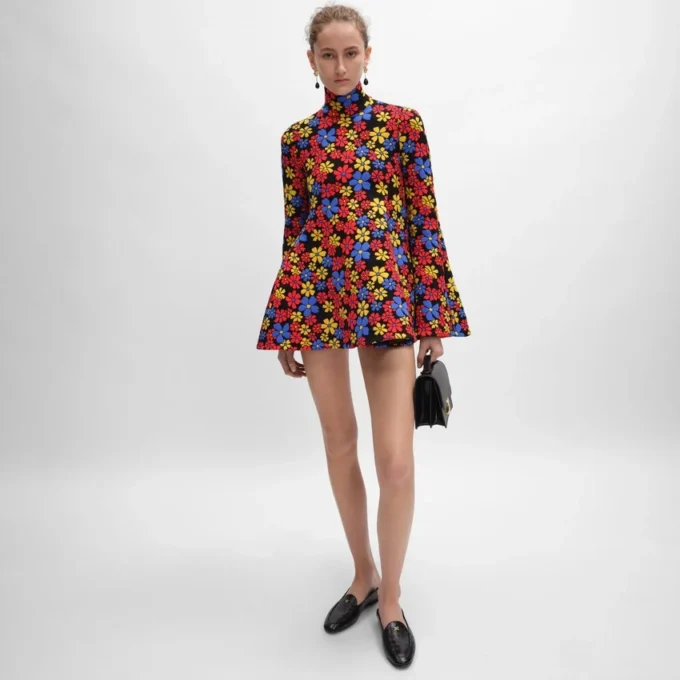 Midi-Kleid aus Polyamid-Jacquard