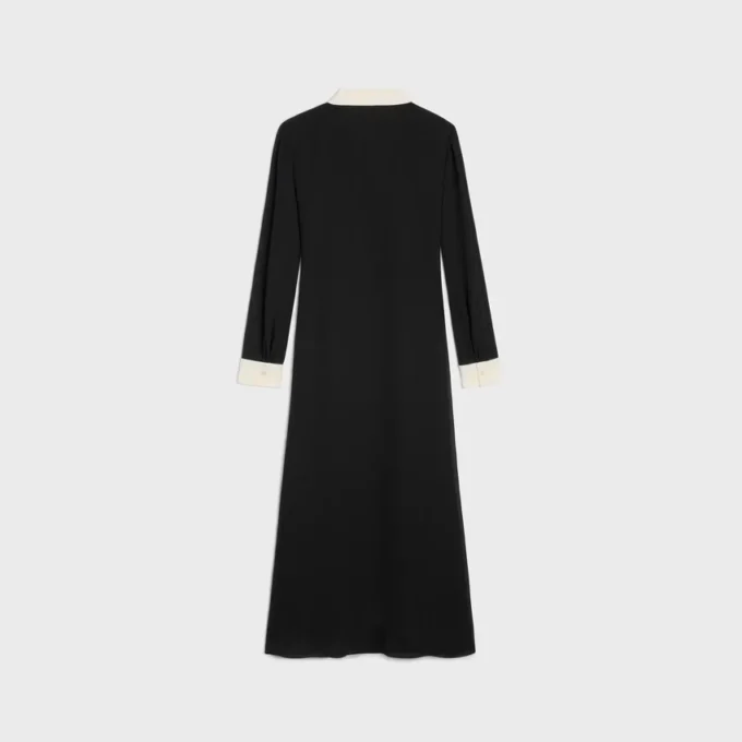Midi-Polokleid aus Viskose-Georgette Midi-Polokleid aus Viskose-Georgette