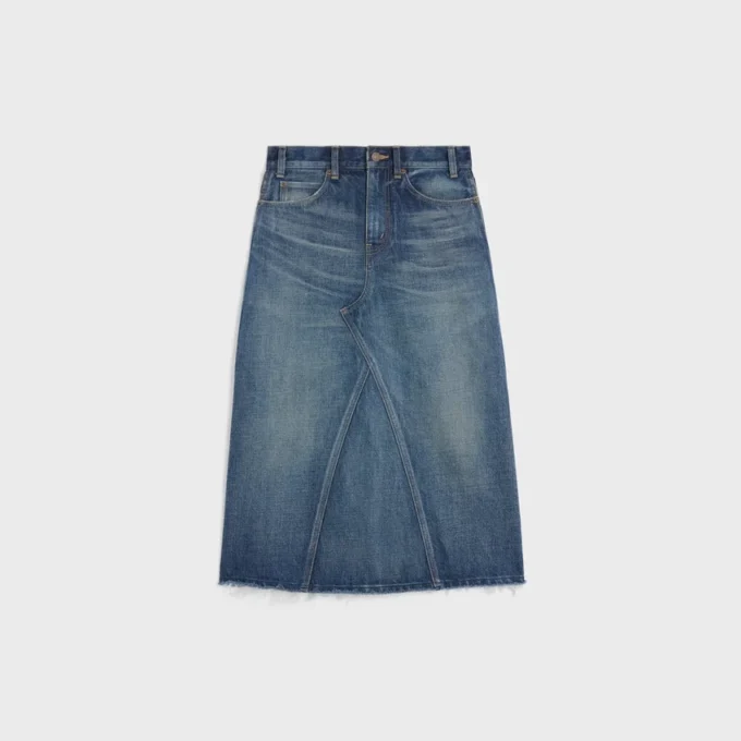 Midirock aus Dark Union Wash Denim Midirock aus Dark Union Wash Denim