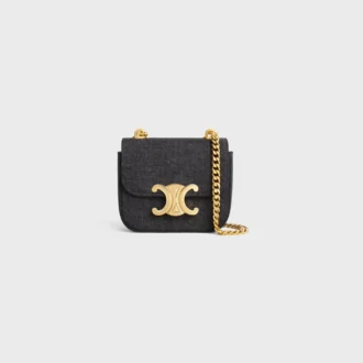 Mini Chain Claude aus Denim und Kalbsleder