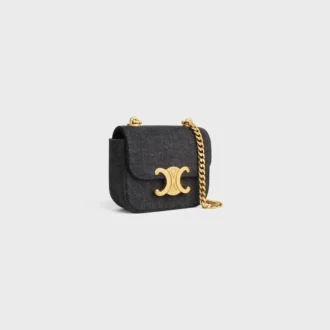 Mini Chain Claude aus Denim und Kalbsleder