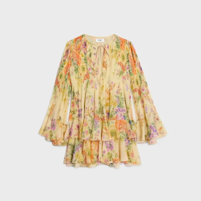 Mini-Faltenkleid aus Seidengeorgette Mini-Faltenkleid aus Seidengeorgette