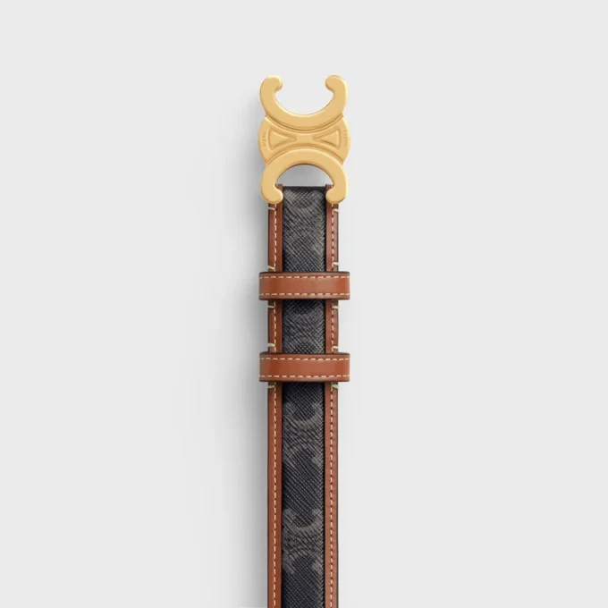 Mittelbreiter 25-mm-Triomphe-Gürtel aus Triomphe Canvas und Kalbsleder