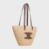 Mittlere, geschmeidige CELINE Classic Panier aus Raffia und Kalbsleder Mittlere, geschmeidige CELINE Classic Panier aus Raffia und Kalbsleder
