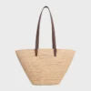 Mittlere, geschmeidige CELINE Classic Panier aus Raffia und Kalbsleder Mittlere, geschmeidige CELINE Classic Panier aus Raffia und Kalbsleder