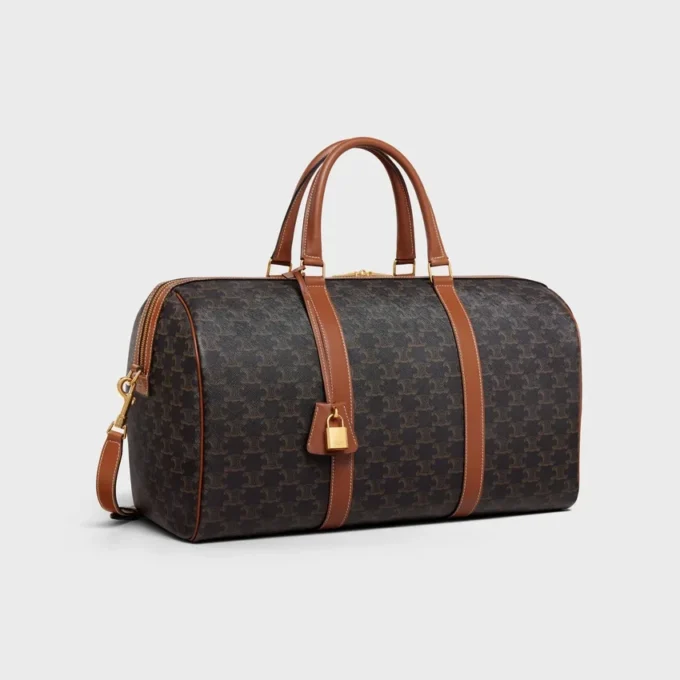 Mittlere Reisetasche aus Triomphe Canvas und Kalbsleder