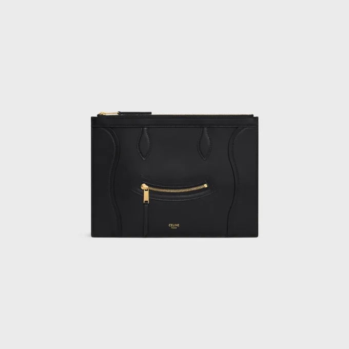 Mittlere Tasche aus glänzendem Kalbsleder